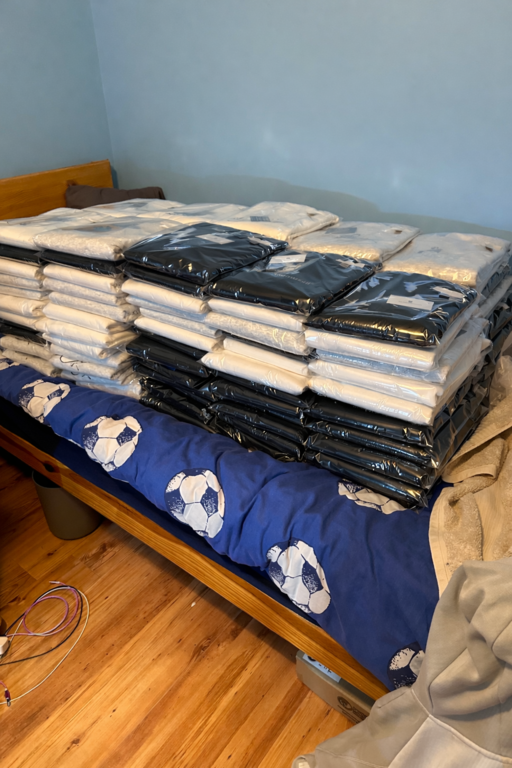 Packaged orders on my bed